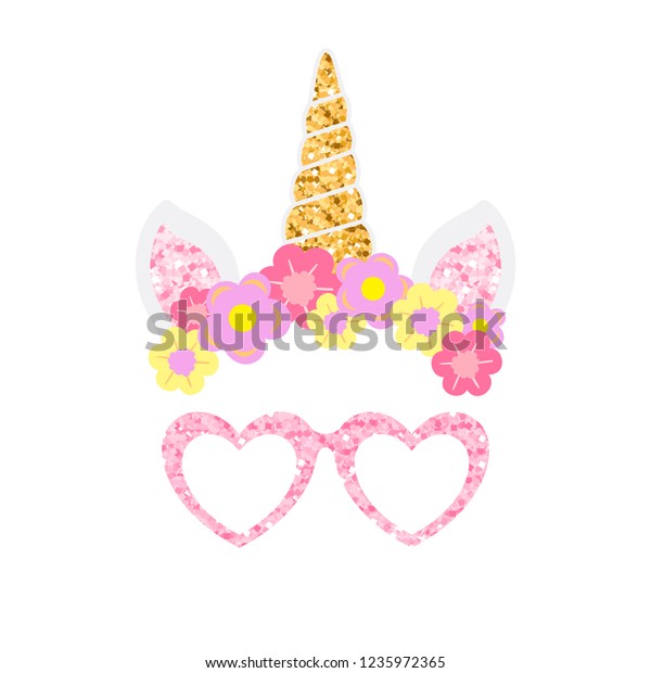 cute unicorn photo booth party props stock vector royalty free 1235972365