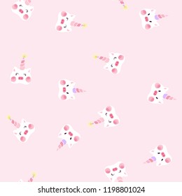 Cute unicorn pig with blush seamless pattern