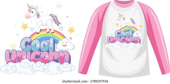 Cute unicorn pink t-shirt on white background