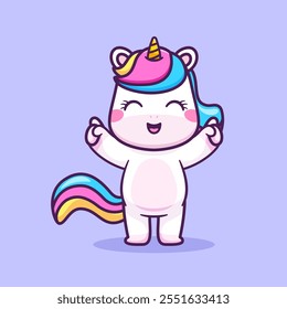 Cute Unicorn Pointing Cartoon Vector Icon Illustration. Animal 
Nature Icon Concept Isolated Premium Vector. Flat Cartoon 
Style 