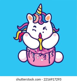 Cute Unicorn pony cartoon pastel background, fairy tale characters kawaii animals horse (flat Girly doodles)