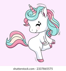 cute unicorn pony rainbow vector drawing