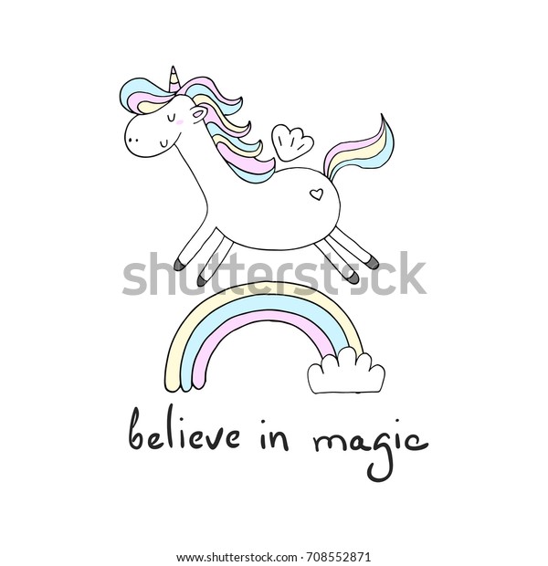 Cute Unicorn Print Kids Believe Magic Stock Vector Royalty Free