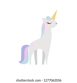 cute unicorn print for kids, T-shirt, poster in the nursery, Scandinavian design