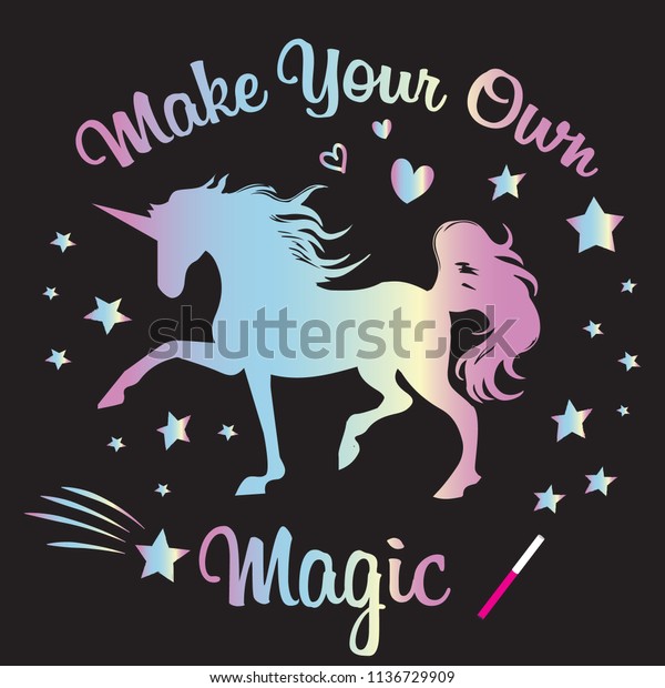 Cute Unicorn Print T Shirt Design Stock Vector Royalty Free