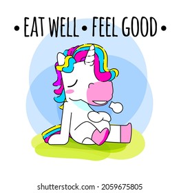 Cute unicorn quote vector illustration, full unicorn