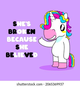 Cute unicorn quote vector illustration, hello unicorn