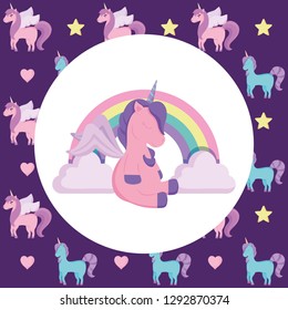 Cute unicorn and rainbow design