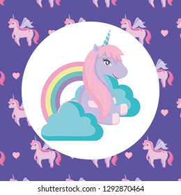 Cute unicorn and rainbow design