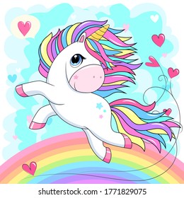 White Unicorn Rainbow Hair Vector Illustration Stock Vector (Royalty ...