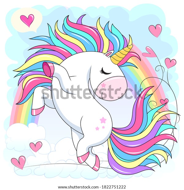 Cute Unicorn Rainbow Hair Vector Cartoon Stock Vector (Royalty Free ...