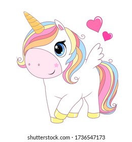 Cute Unicorn Rainbow Hair Wings Vector Stock Vector (Royalty Free ...