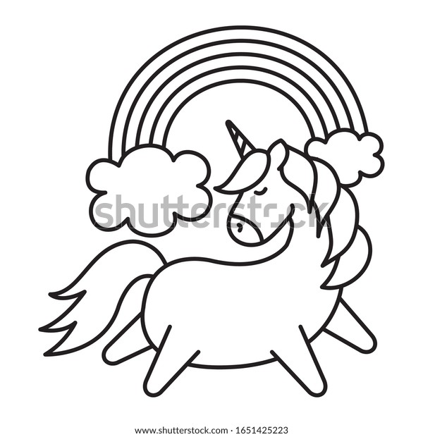 Cute Unicorn Rainbow Isolated Icon Vector Stock Vector (Royalty Free ...