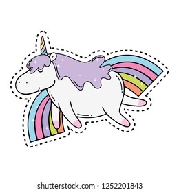 cute unicorn with rainbow kawaii