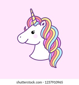 Cute Unicorn Rainbow Mane Stock Vector (Royalty Free) 1237910965 ...