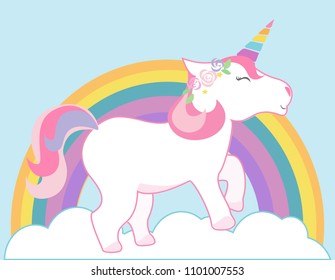 Cute Unicorn Rainbow Vector Background Happy Stock Vector (Royalty Free ...