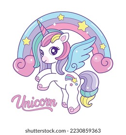 Cute unicorn rainbow vector illustration