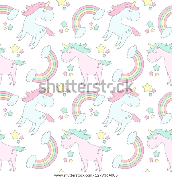Cute Unicorn Rainbow Vector Pattern Background Stock Vector (Royalty ...