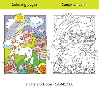 Cute Unicorn Running Sweet Magical World Stock Vector (Royalty Free ...