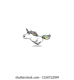Cute unicorn running, vector illustration