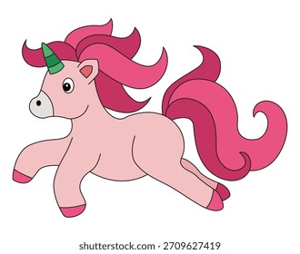 Lindo un unicornio está ejecutando la Ilustración vectorial