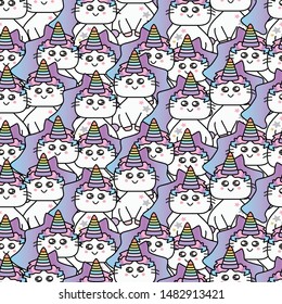 Cute unicorn seamless design pattern. Can use for print, template, fabric, presentation, textile, banner, poster, wallpaper, poster