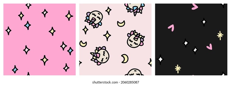  Cute unicorn seamless pattern for baby or toddler kid clothing or bedding textile.