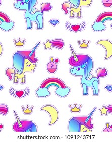 Cute Unicorn Seamless Pattern. Magic Dream. Kids Design. Vector illustration