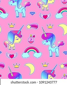 Cute Unicorn Seamless Pattern. Magic Dream. Kids Design. Vector illustration