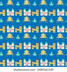 Cute unicorn seamless pattern for textile. Childish magic characters background. Childrens fairy and magic pattern.