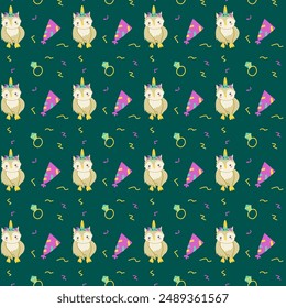 Cute unicorn seamless pattern for textile. Childish magic characters background. Childrens fairy and magic pattern.