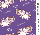Cute Unicorn seamless pattern vector with rabbit fairy tale characters pony express: Series fairy tale characters kawaii animals horse (flat Girly doodles). Perfect Nursery children, kids, greeting.