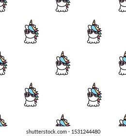 Cute unicorn seamless pattern, vector illustration