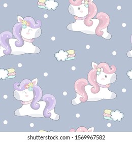 Cute unicorn seamless pattern. vector illustration