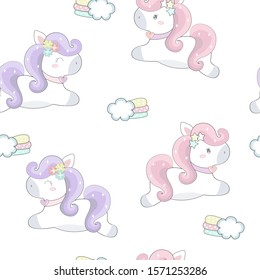 Cute unicorn seamless pattern. vector illustration