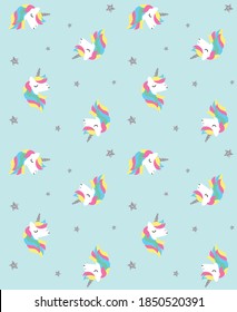 Cute Unicorn Seamless Vector Pattern
