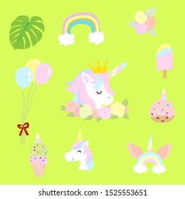 Cute unicorn set for children