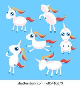 cute unicorn set vector illustration 