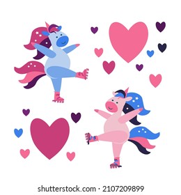 Cute Unicorn Set vector pony child princess angel animal, sweet pastel color.