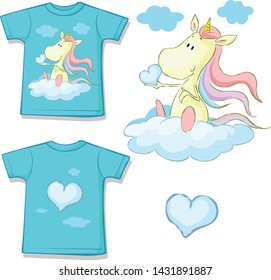 Cute Unicorn Shirt design - Vector Illustration for Child