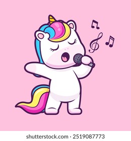 Cute Unicorn Singing With Microphone Cartoon Vector Icon
Illustration. Animal Music Icon Concept Isolated Premium
Vector. Flat Cartoon Style