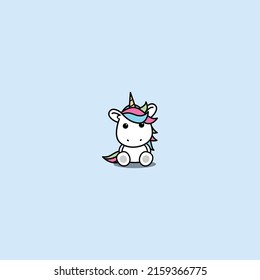 Cute unicorn sitting cartoon, vector illustration
