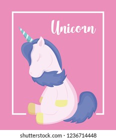 cute unicorn sitting of fairy tale