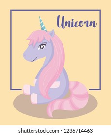 cute unicorn sitting of fairy tale