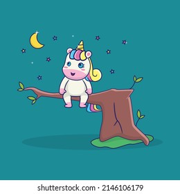 cute unicorn sitting looking at the stars