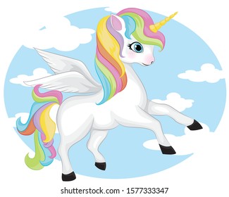 Cute Unicorn Sky Clouds Stock Vector (Royalty Free) 1577333347