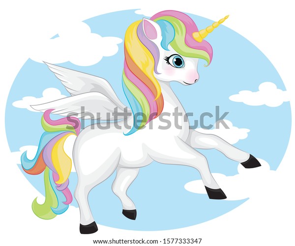 Cute Unicorn Sky Clouds Stock Vector (royalty Free) 1577333347