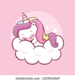 Cute unicorn sleep magical animals mascot character