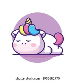 Cute unicorn sleeping cartoon illustration