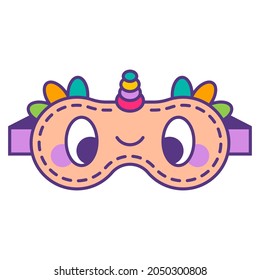 Cute unicorn sleeping mask vector cartoon illustration isolated on a white background.